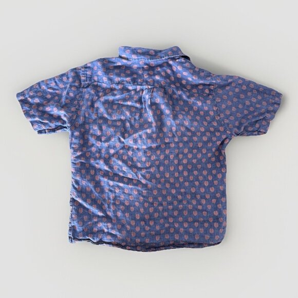 Peter Millar Short Sleeve Shirt Sz M Blue Button Up Fern All Over Print - Picture 4 of 12